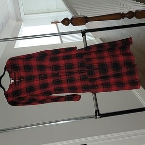 Red and Black Plaid Midi Dress